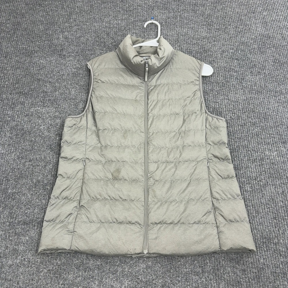 Uniqlo Puffer Vest Women XL Gray Down Filled Lightweight Quilted Gorpcore